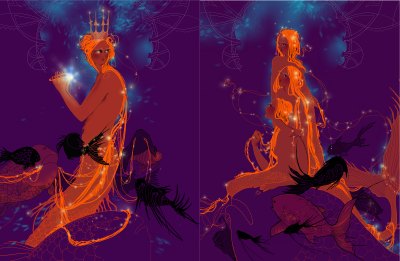 Die Seekönigin ruft ihre drei Töchter: Thrake, Ligeia, Calypso